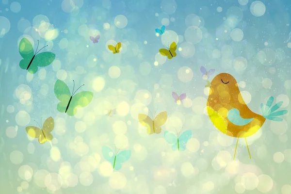 Girly bird and butterfly design — Stock Photo, Image