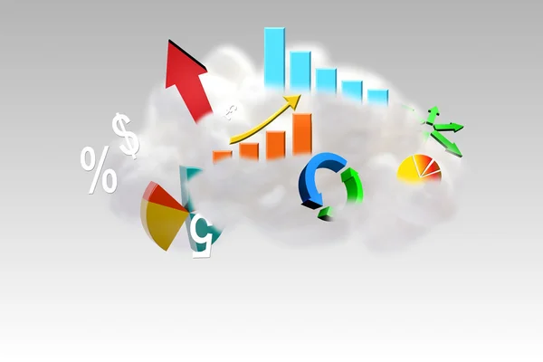 Cloud computing graphic with graphs — Stock Photo, Image