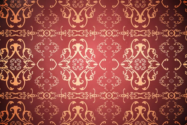 Patterned wallpaper in red and gold — Stock Photo, Image
