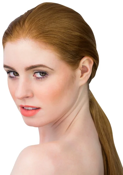 Redhead camera kijken — Stockfoto