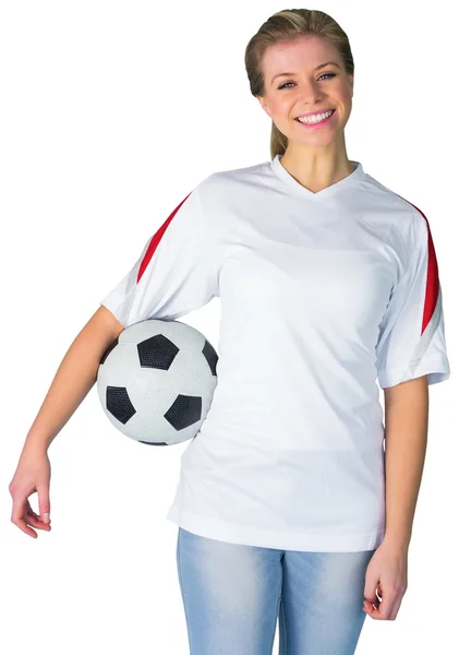 Ładna piłka nożna uśmiechający się wentylator — Zdjęcie stockowe