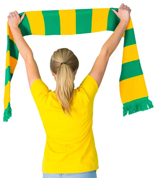 Football fan in brasil tshirt — Stock Photo, Image