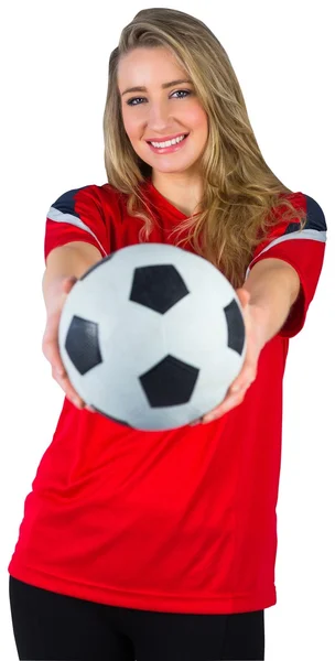 Bastante aficionado al fútbol en rojo — Foto de Stock