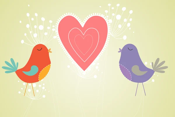 Aves de amor con corazón — Foto de Stock
