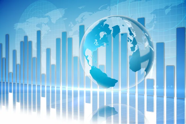 Globální obchodní grafika v modrém — Stock fotografie