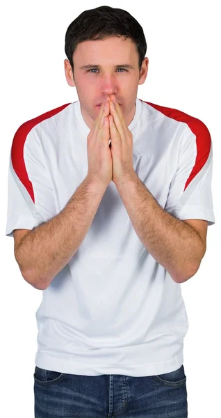 Nervous football fan in white — Stock Photo, Image