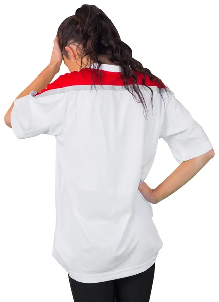 Disappointed football fan in white — Stock Photo, Image