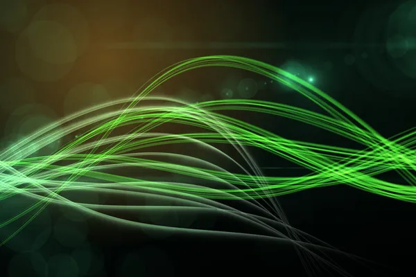 緑色で湾曲したレーザー光のデザイン — ストック写真