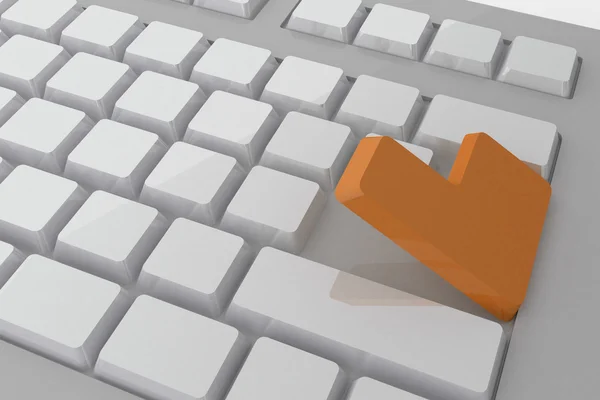 オレンジ色のキーを持つ白いキーボード — ストック写真