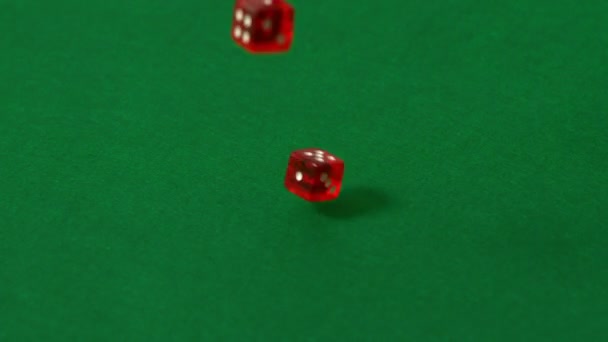 Red dice falling and bouncing — Stock Video