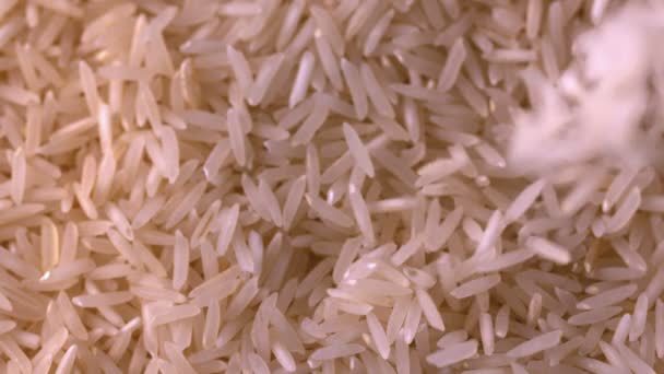 White rice pouring onto more — Stock Video