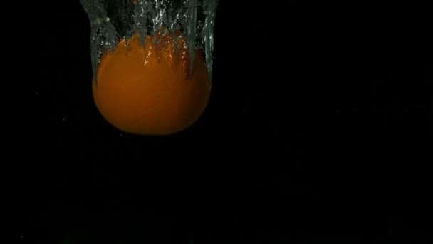 Orange plunging into water — Stock Video