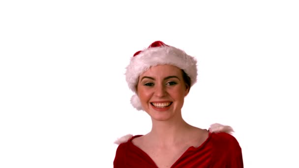 Mooi meisje in santa kostuum — Stockvideo