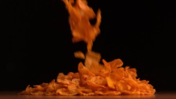 Cereal flakes pouring — Stock Video