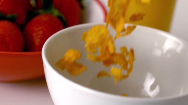 Cereal pouring into a bowl — Stock Video