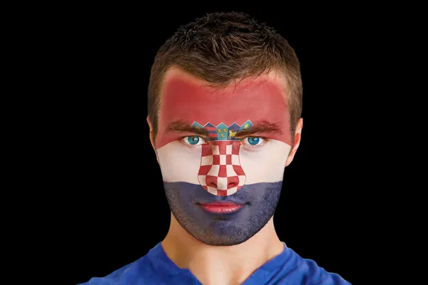 Croatia fan with facepaint — Stock Photo, Image