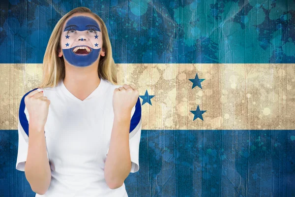 Excited honduras fan in face paint — Stock Photo, Image