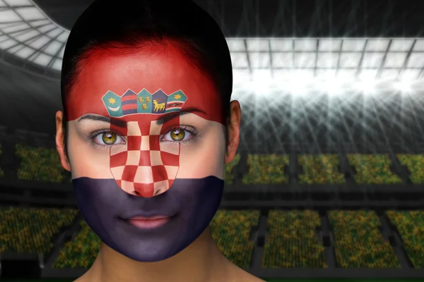 Composite image of beautiful croatia fan in face paint — Stock Photo, Image