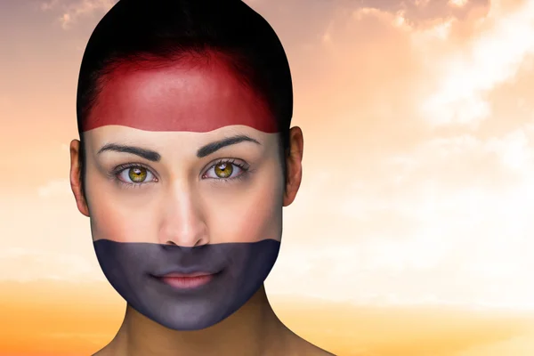 Composite image of beautiful brunette in netherlands facepaint — Stock Photo, Image