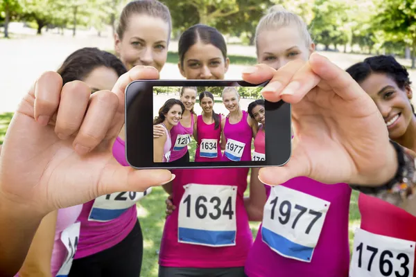 Participants of breast cancer marathon — Stock Photo, Image