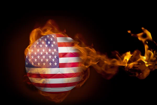Imagen compuesta de fuego que rodea la bola de EE.UU. — Foto de Stock