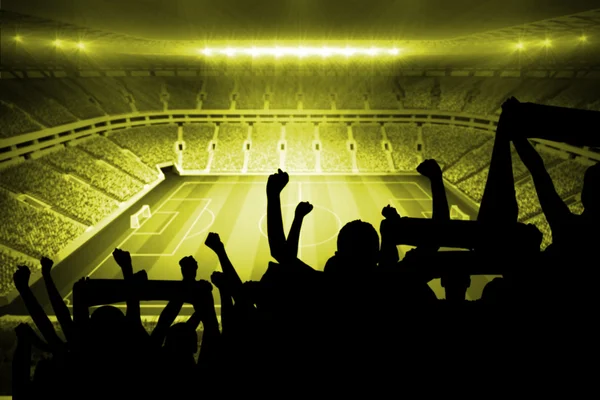 Silhouettes of football supporters — Stock Photo, Image