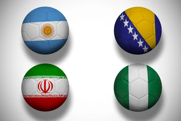 Composite image of group f footballs for world cup — Stock Photo, Image