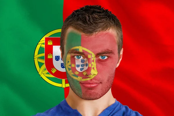 Portugal fan with facepaint — Stock Photo, Image