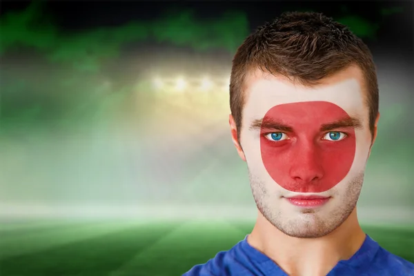 Japan football fan in face paint — Stock Photo, Image