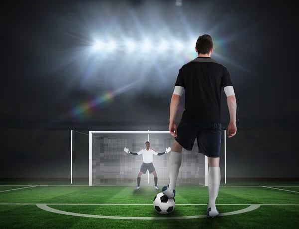 Football player about to take a penalty — Stock Photo, Image
