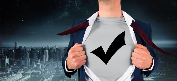 Businessman opening shirt in superhero style — Stock Photo, Image