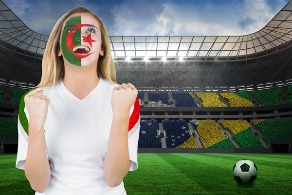 Excited iran fan in face paint — Stock Photo, Image