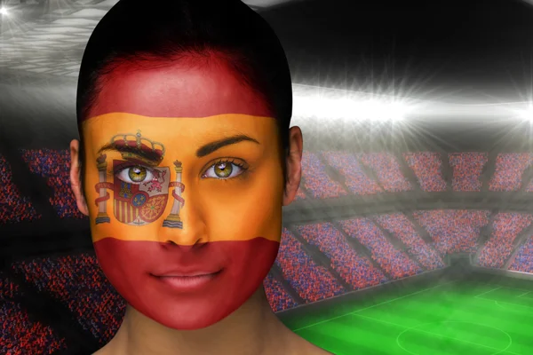 Composite image of beautiful spain fan in face paint — Stock Photo, Image