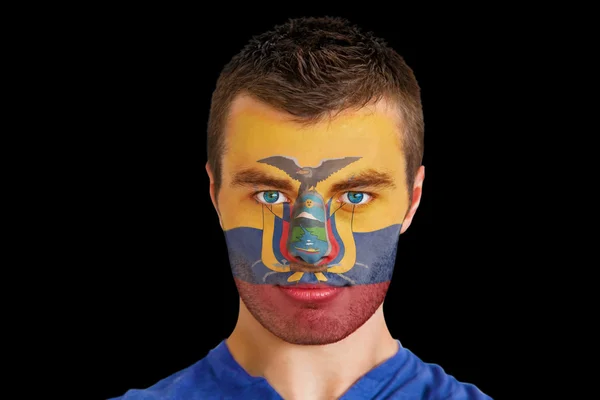 Ekvádor ventilátor s facepaint — Stock fotografie