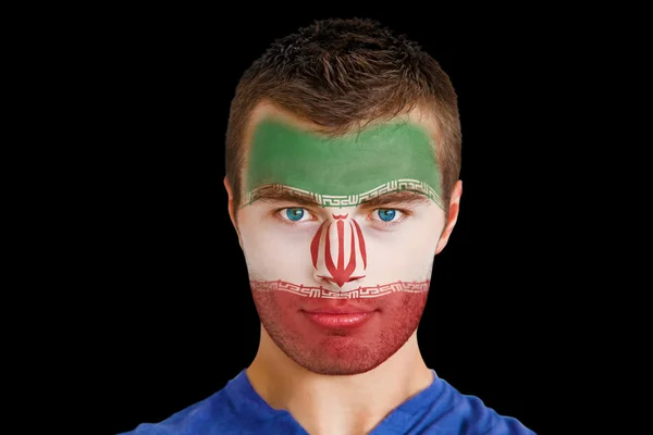 Abanico Irán con pintura facial — Foto de Stock