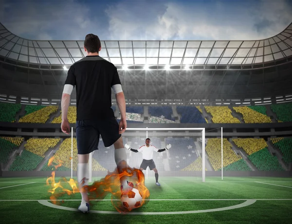 Football player about to take a penalty — Stock Photo, Image