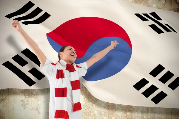 Ázsiai labdarúgó rajongó ujjongott izgatott — Stock Fotó