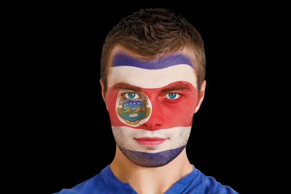 Costa rica fan with facepaint — Stock Photo, Image