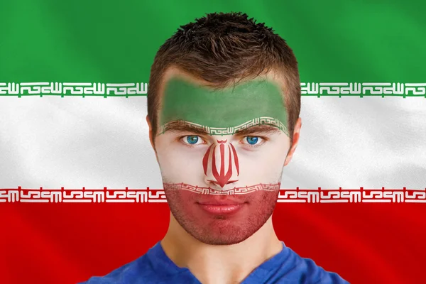 Eventail Iran avec peinture sur le visage — Photo