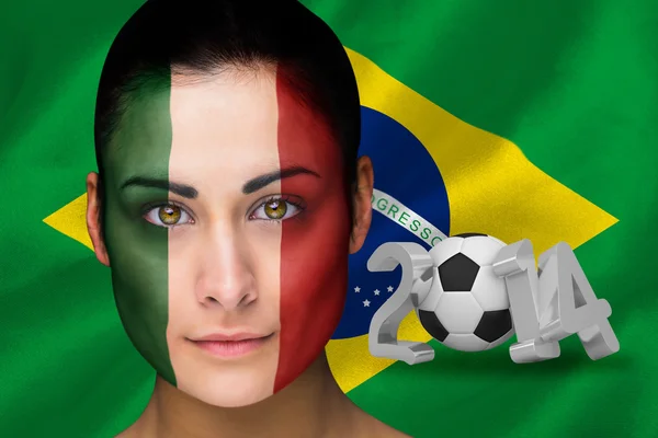 İtalya futbol fan yüz boyama, birçok parçalardan oluşan imge — Stok fotoğraf