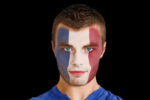 Frankreich Fan mit Facepaint — Stockfoto