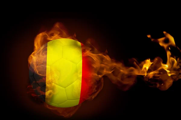 Imagem composta de fogo ao redor bola de bélgica — Fotografia de Stock