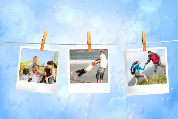 Photos hanging on a line — Stock Photo, Image