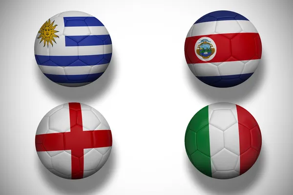 Imagen compuesta de balones de fútbol del grupo d para la copa del mundo —  Fotos de Stock