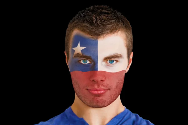 Chile fan with facepaint — Stock Photo, Image