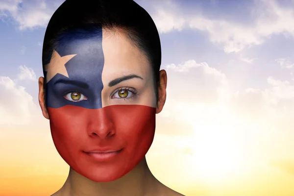 칠레 facepaint의 아름 다운 갈색 머리의 합성 이미지 — 스톡 사진