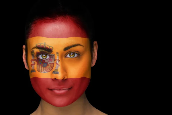 Immagine composita di tifoso di calcio spagnolo in pittura facciale — Foto Stock