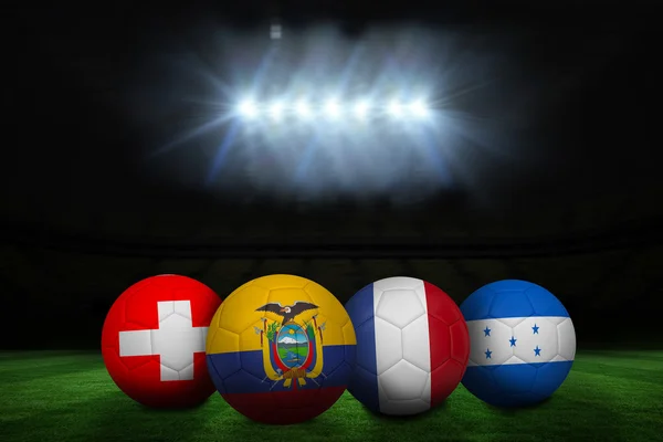 Groupe e ballons de football Coupe du monde — Photo