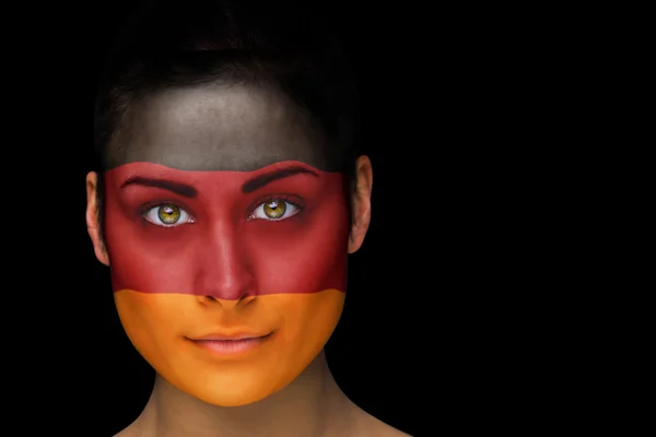 Verbundbild des deutschen Fußballfans im Gesicht — Stockfoto