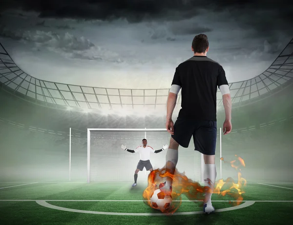 Football player about to take a penalty — Stock Photo, Image